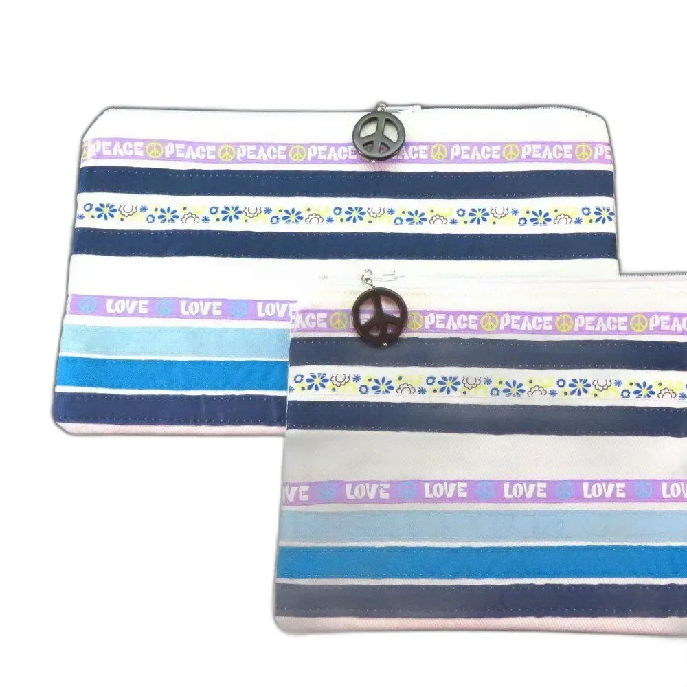 Set of 2 Peace Love Paws Makeup Bag Travel Tote Storage Pouch Clutch NEW